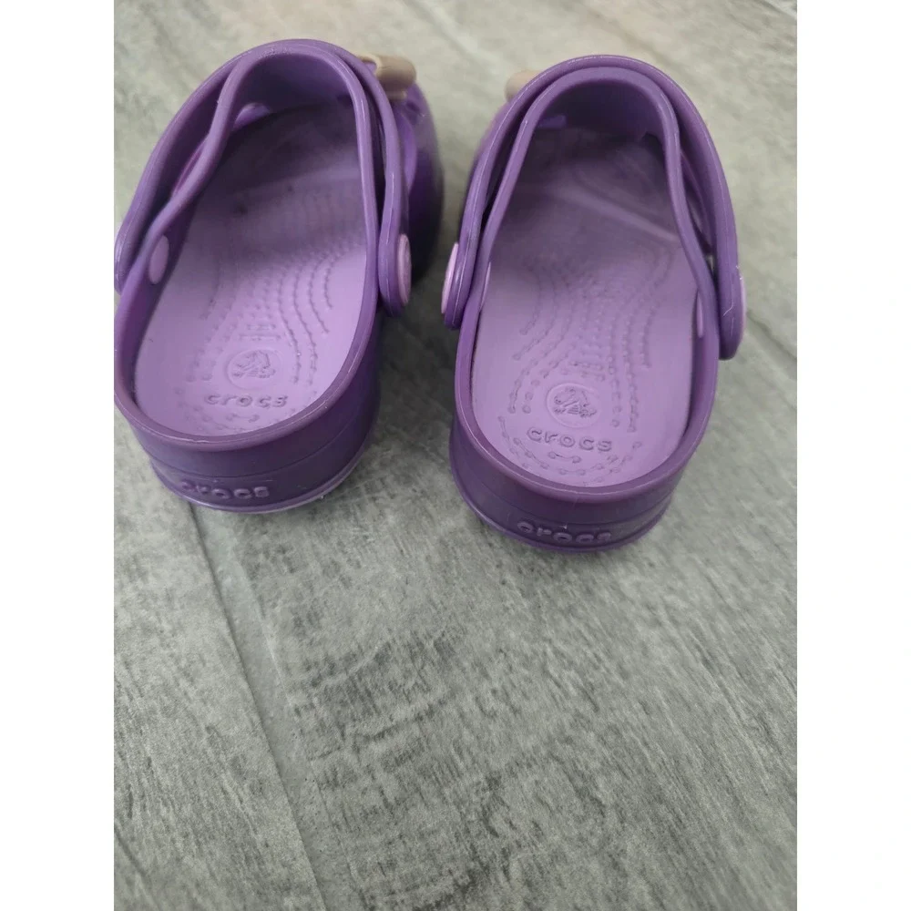 Crocs Carlie Purple Mary Jane Clogs Bow Detail Girls Toddler Size‎ C8